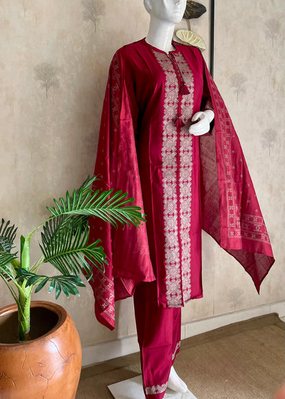 Cherry Royale Silk Kurta Set