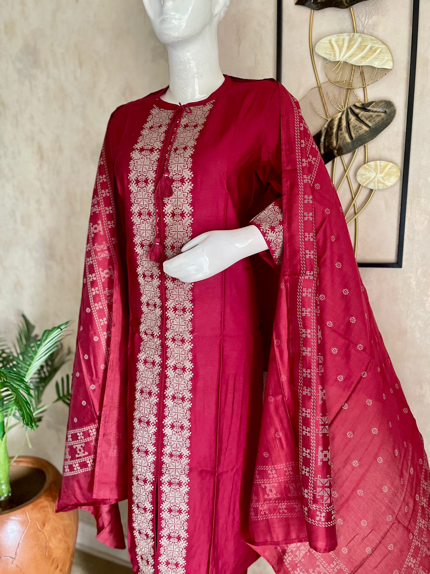 Cherry Royale Silk Kurta Set