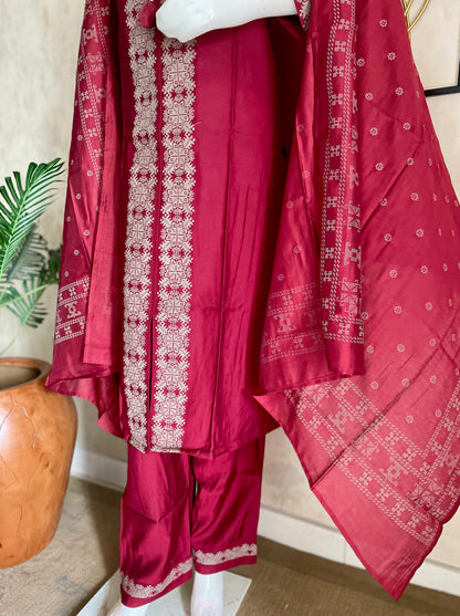 Cherry Royale Silk Kurta Set