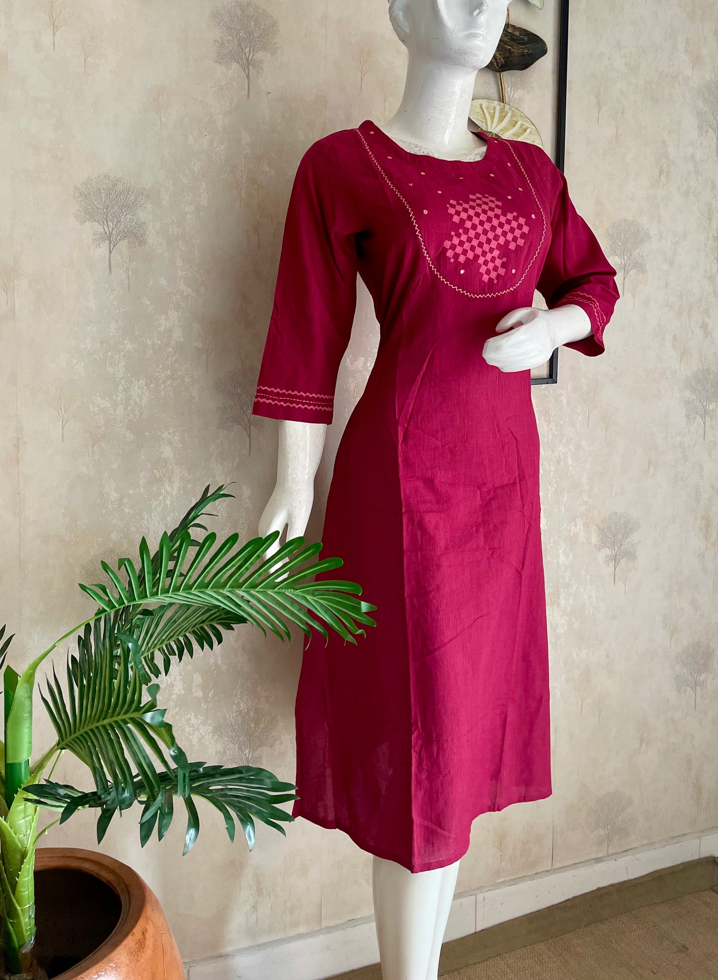 Orchid Pink Handloom A-Line Cotton Kurta