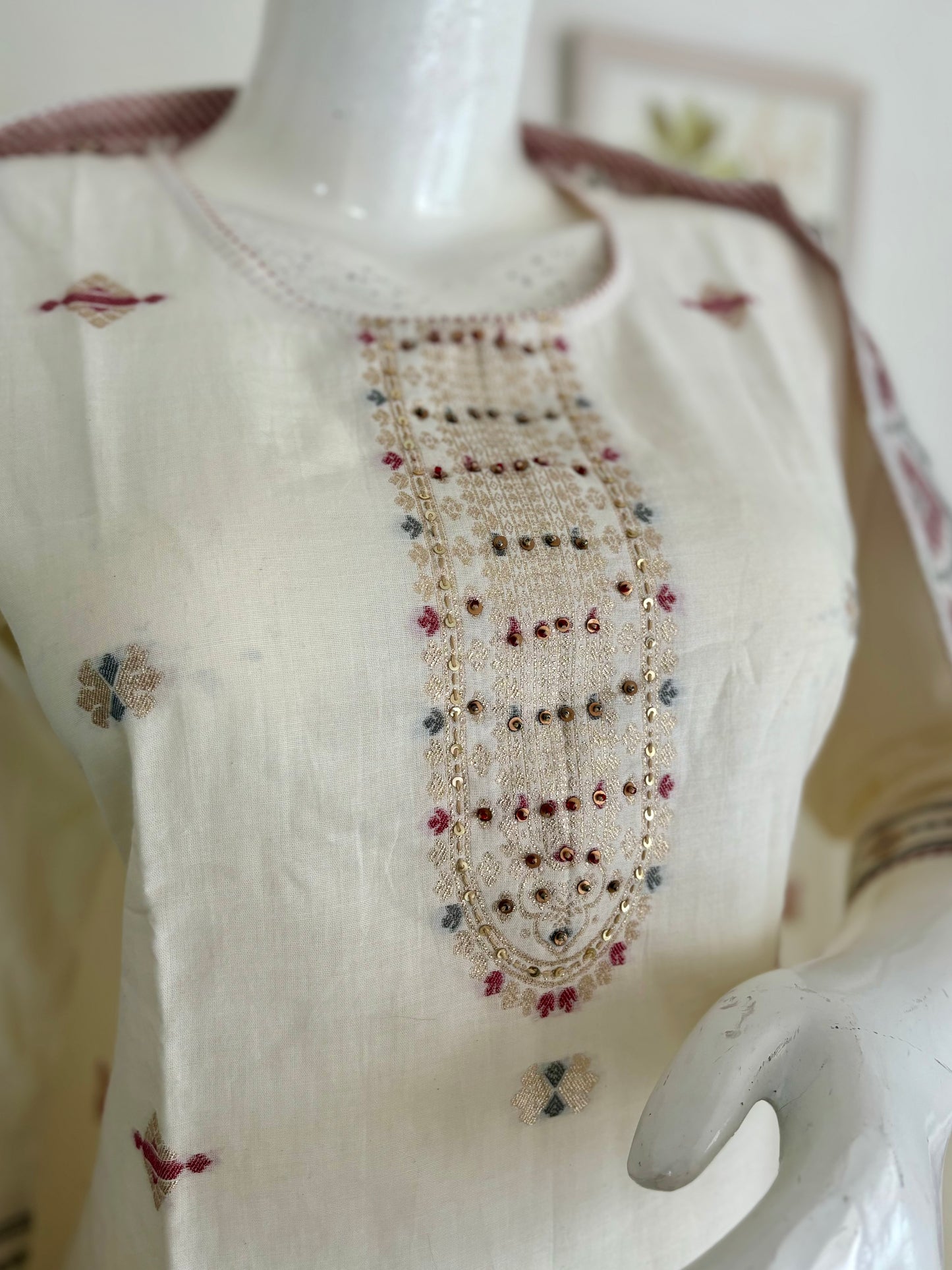 Timeless Ivory Handloom Jamdani Kurta Set