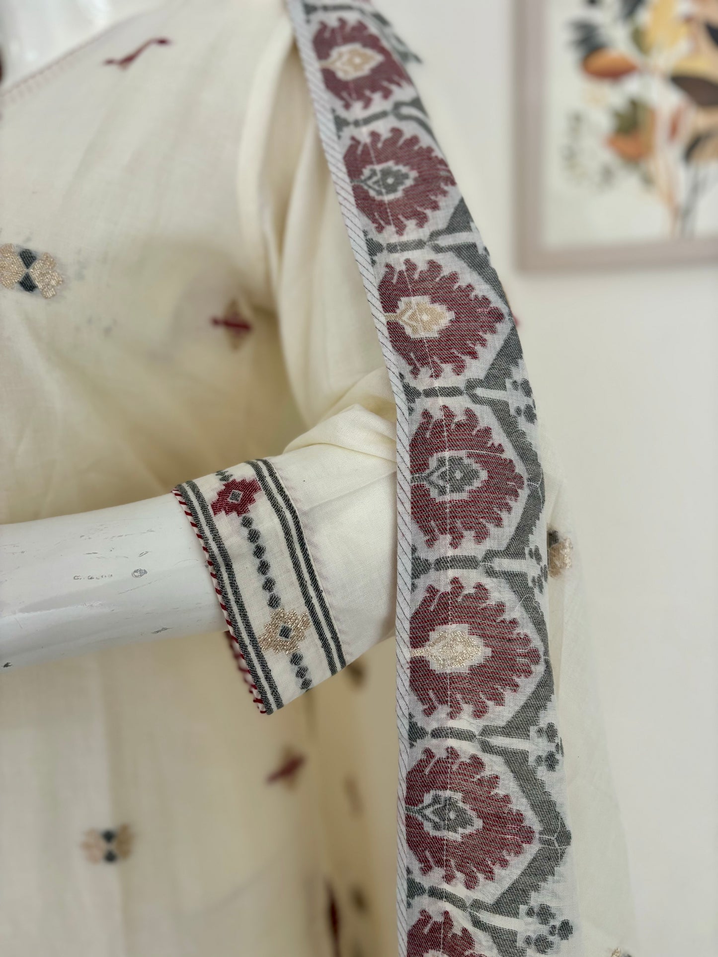 Timeless Ivory Handloom Jamdani Kurta Set