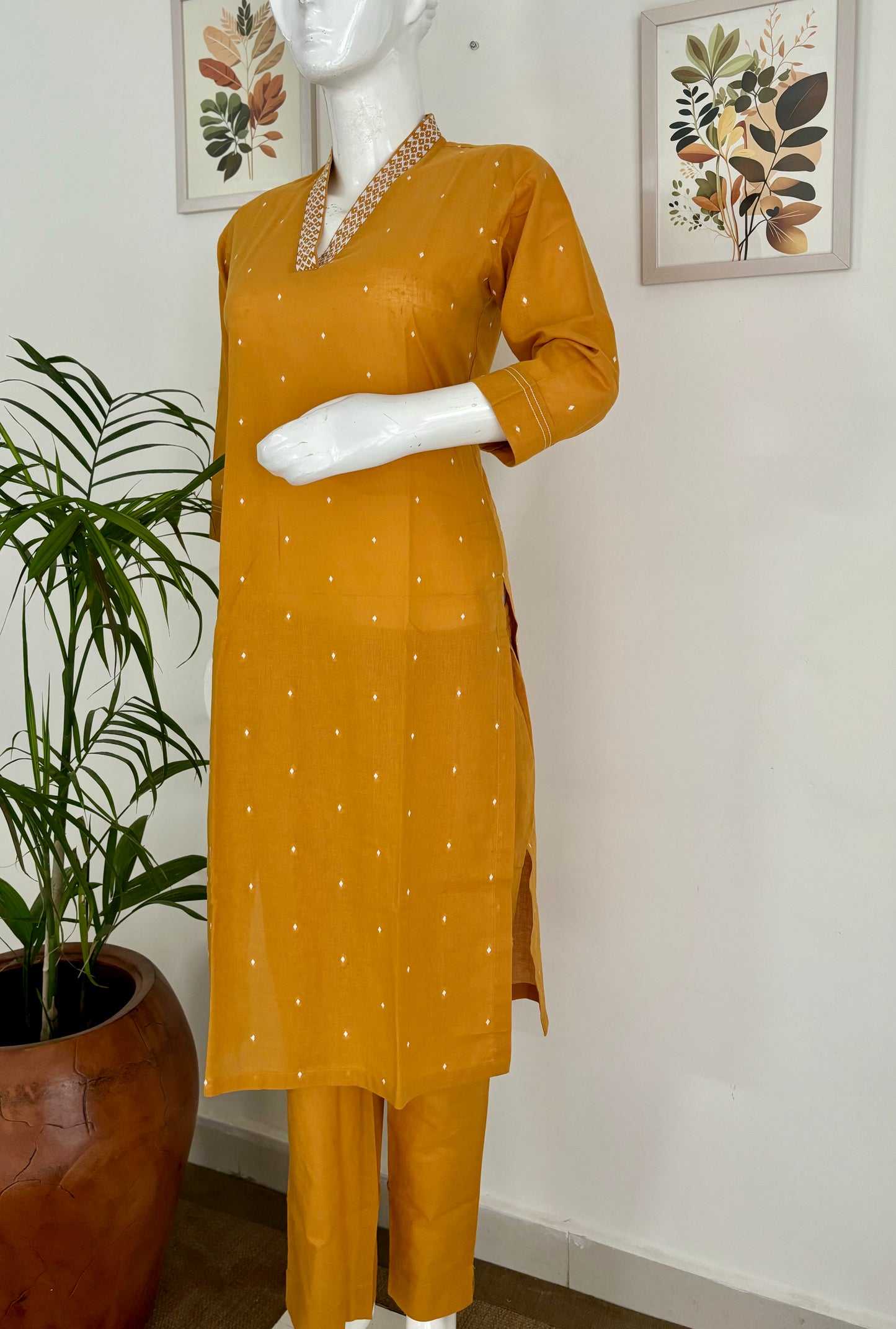 Sunshine Chic Mustard Handloom Cotton Kurta Set