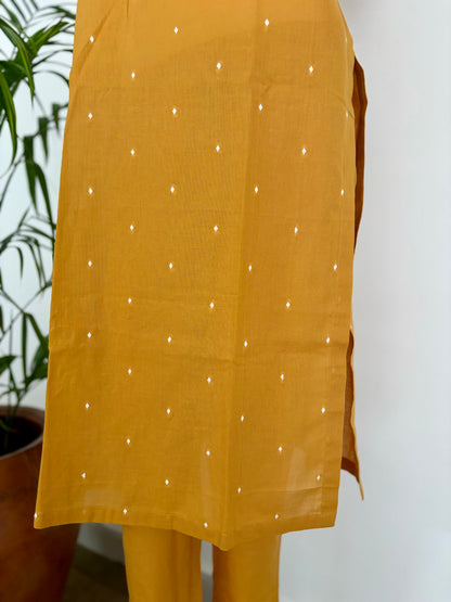 Sunshine Chic Mustard Handloom Cotton Kurta Set