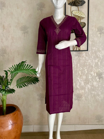 Plum Handloom Cotton Kurta