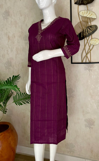 Plum Handloom Cotton Kurta