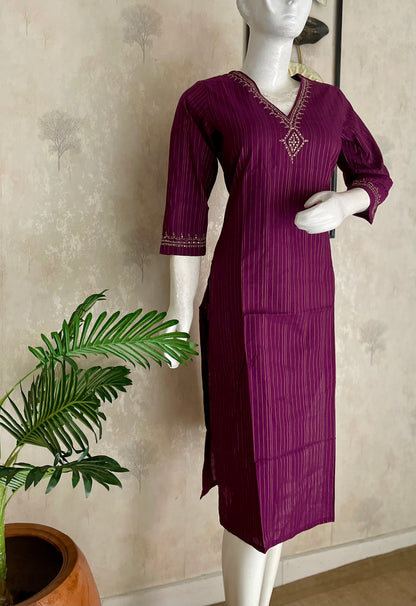 Plum Handloom Cotton Kurta