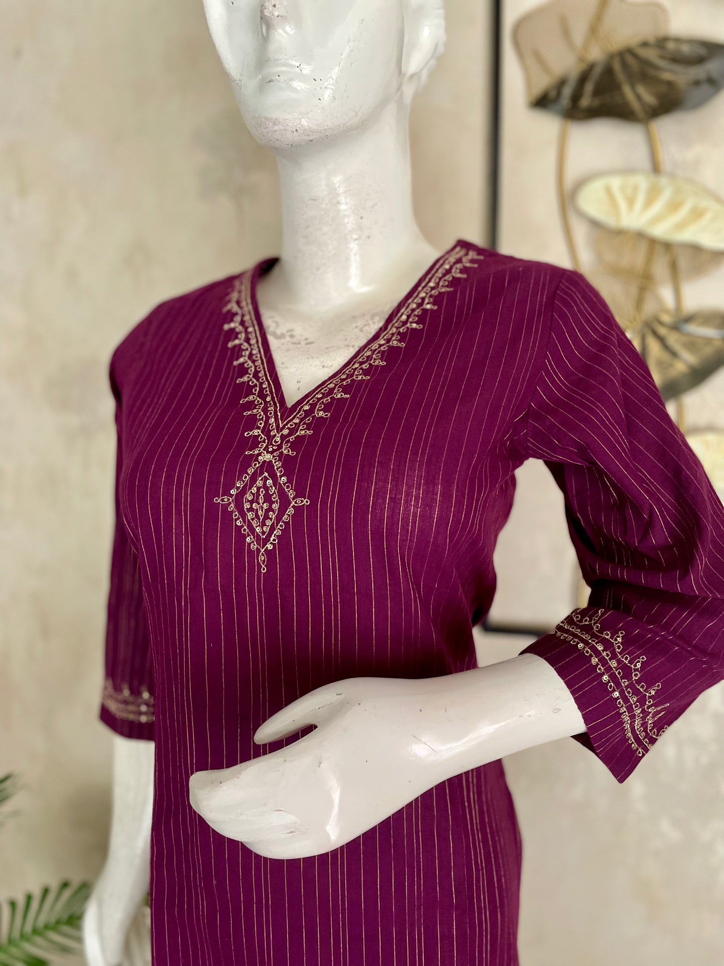 Plum Handloom Cotton Kurta