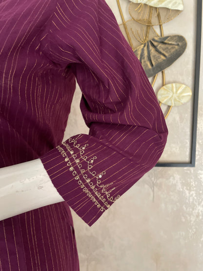 Plum Handloom Cotton Kurta