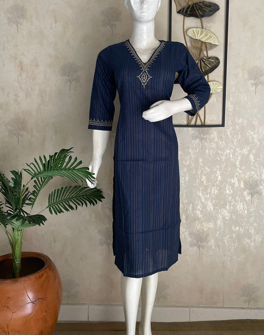 Blue Handloom Cotton Kurta