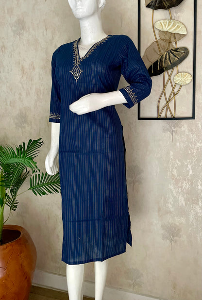 Blue Handloom Cotton Kurta