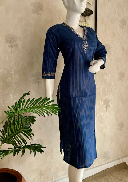 Blue Handloom Cotton Kurta
