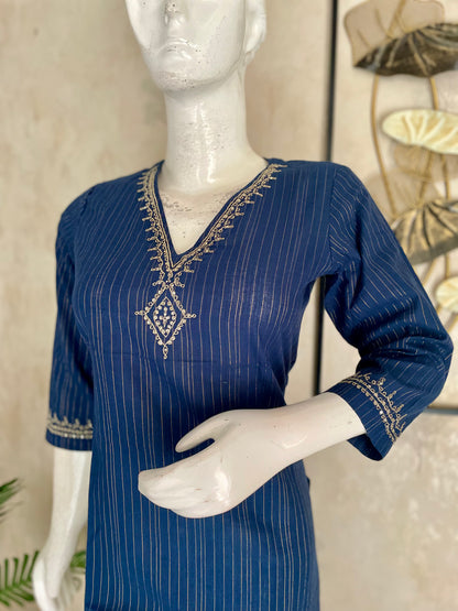 Blue Handloom Cotton Kurta