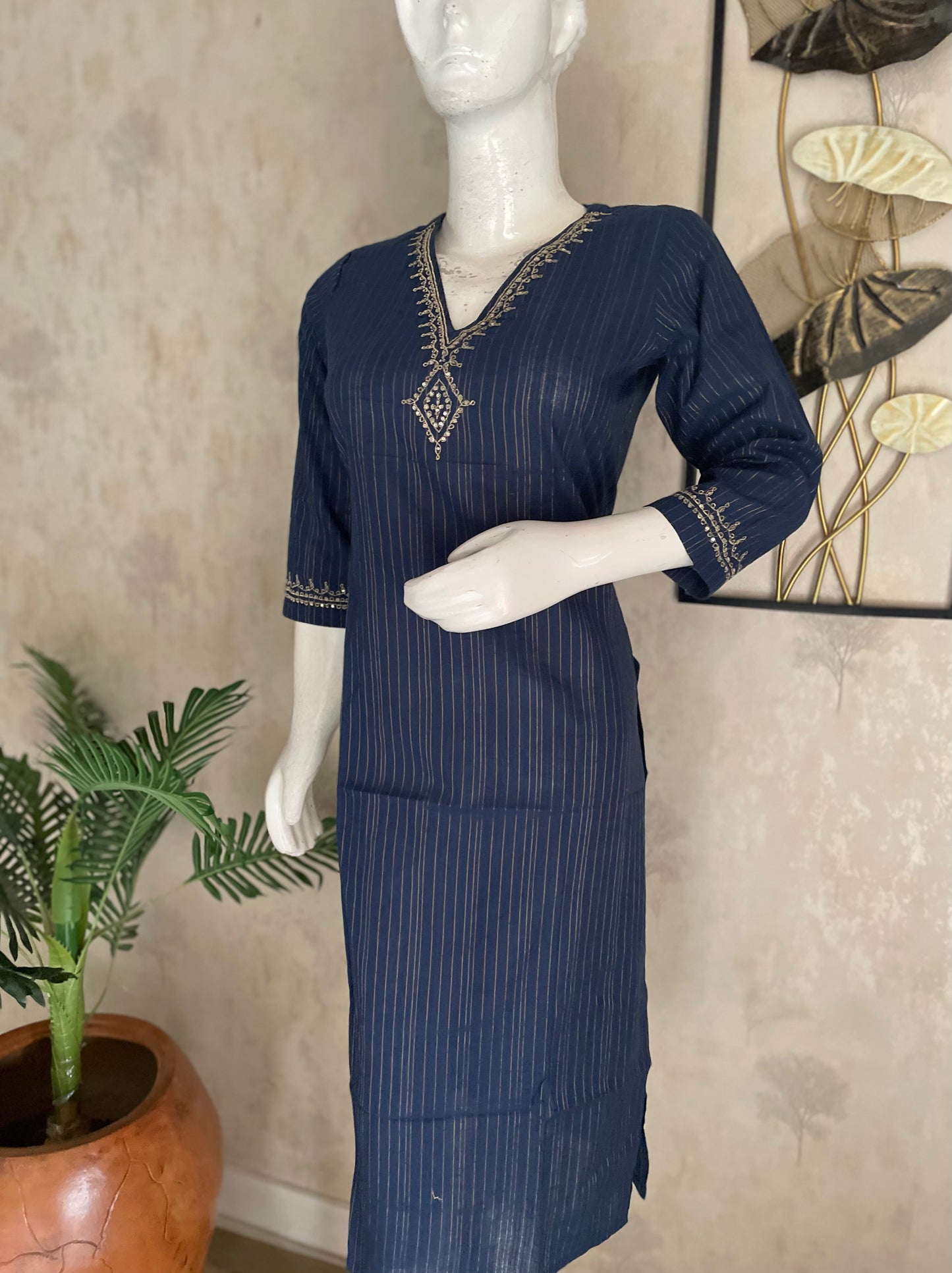 Blue Handloom Cotton Kurta