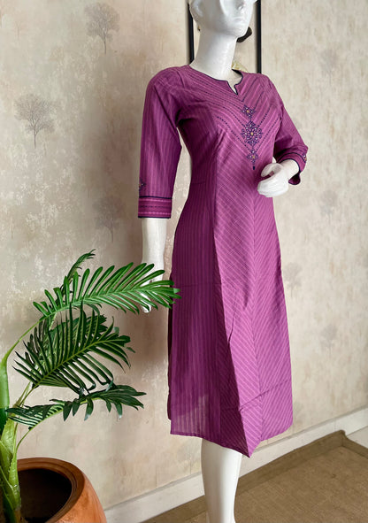 Lavender A-Line Handloom Cotton Kurta