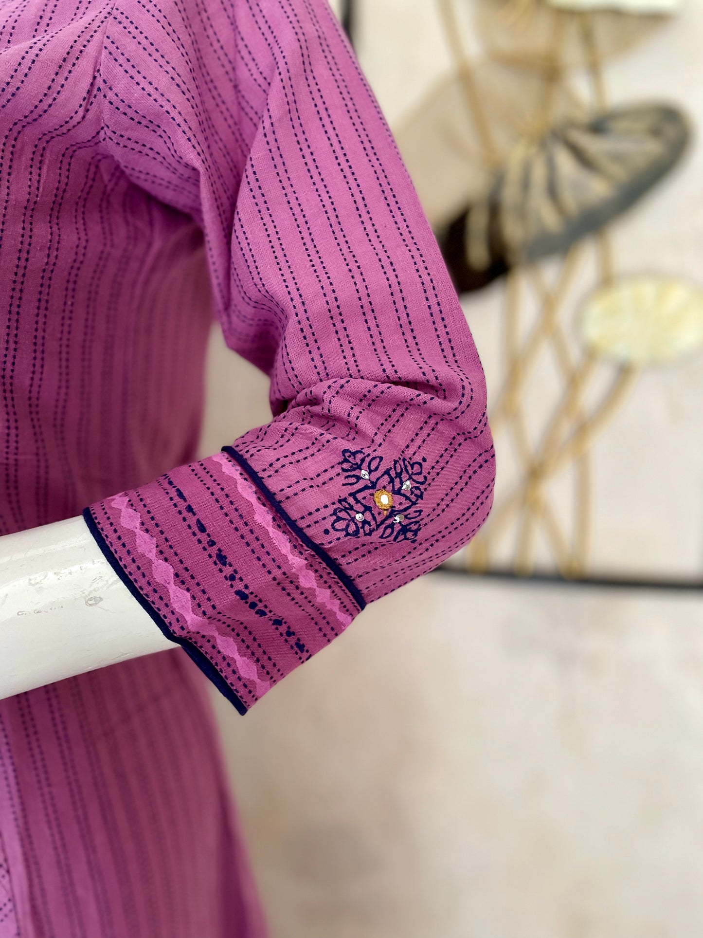 Lavender A-Line Handloom Cotton Kurta