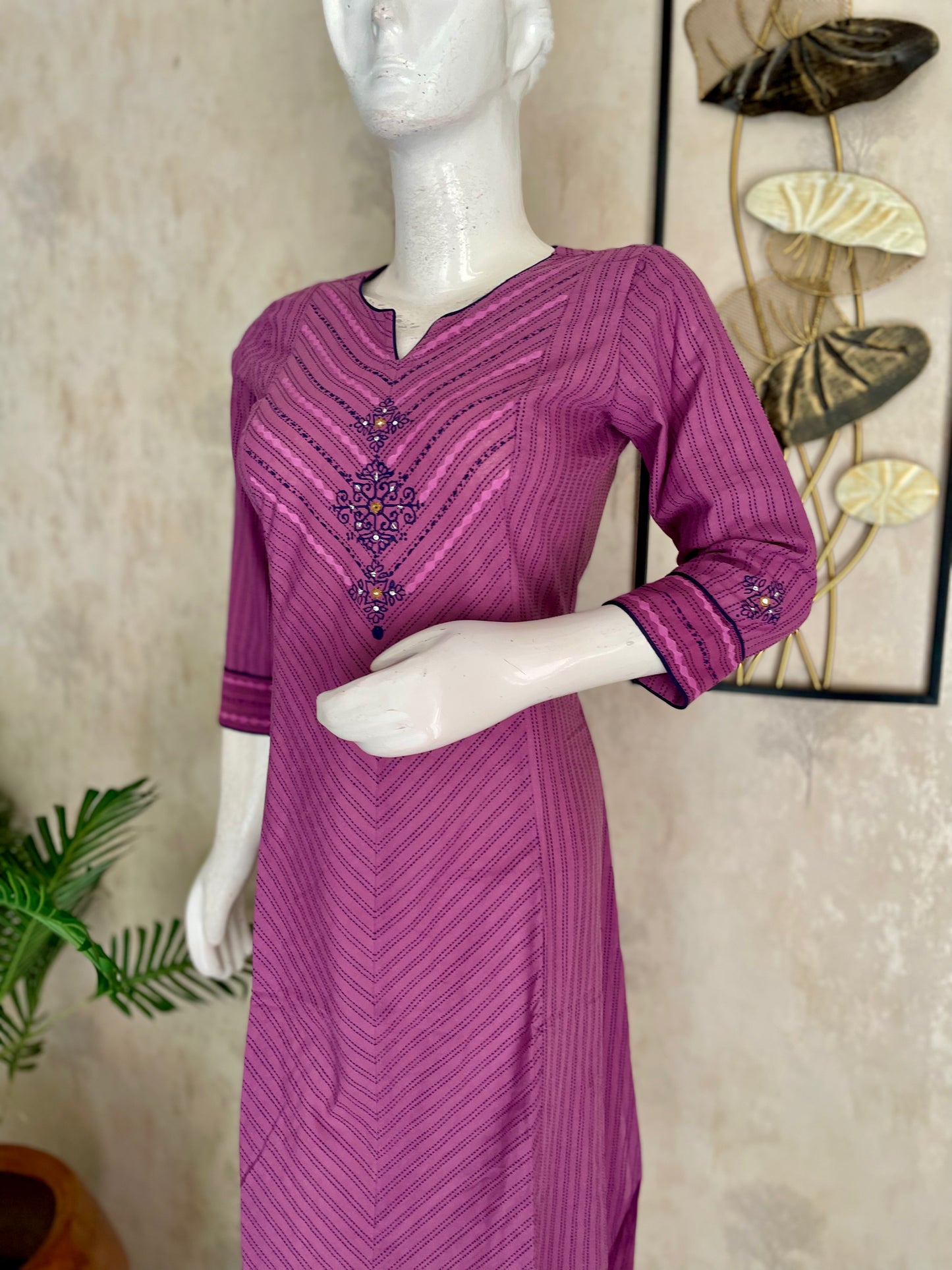 Lavender A-Line Handloom Cotton Kurta