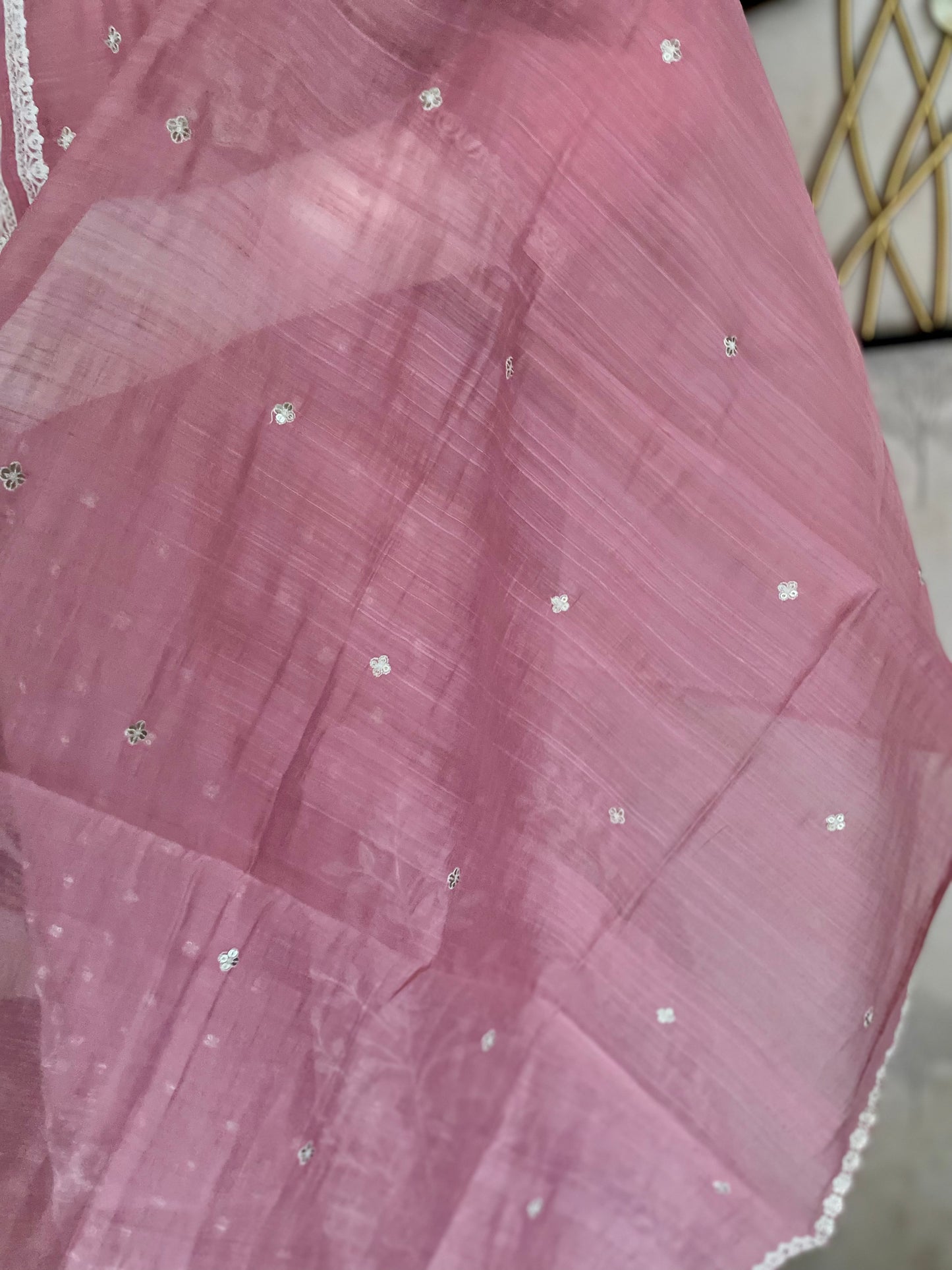 Baby Pink Mul Chanderi Kurta Set