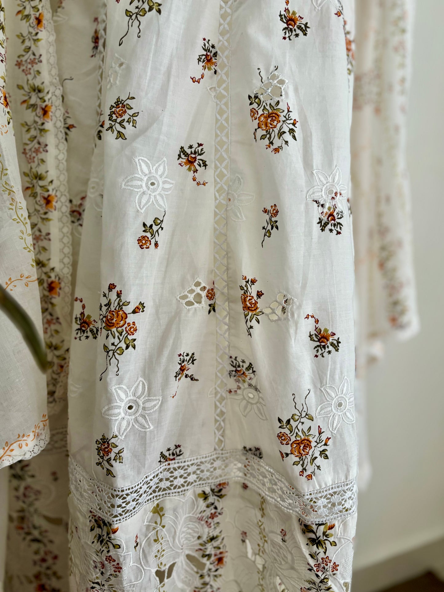 Floral Dream: The White Cotton Anarkali Set