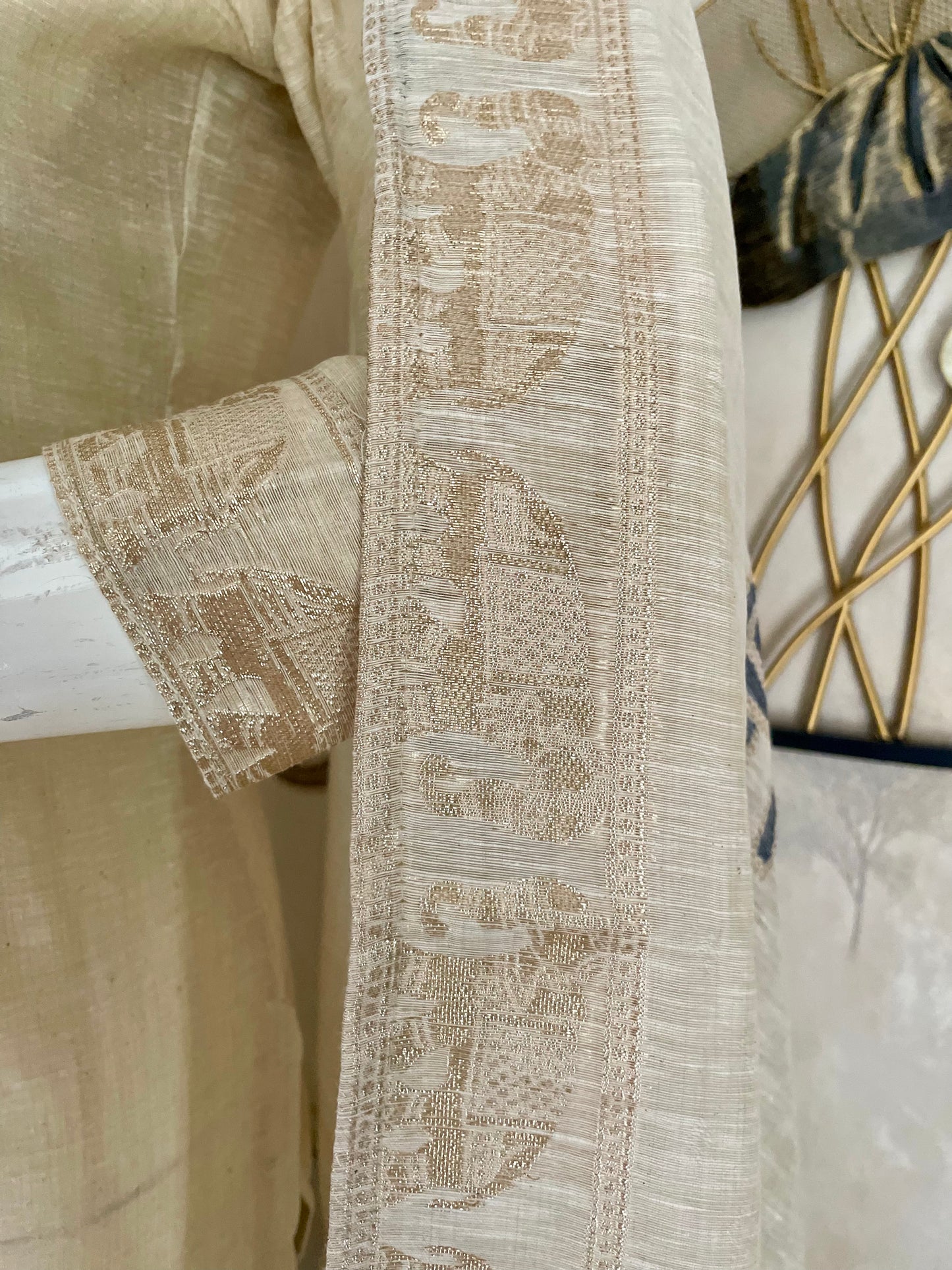 Traditional Off-White Khadi Zari Weaving Kurta Set