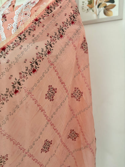 Peach Perfection: The Floral Anarkali Set