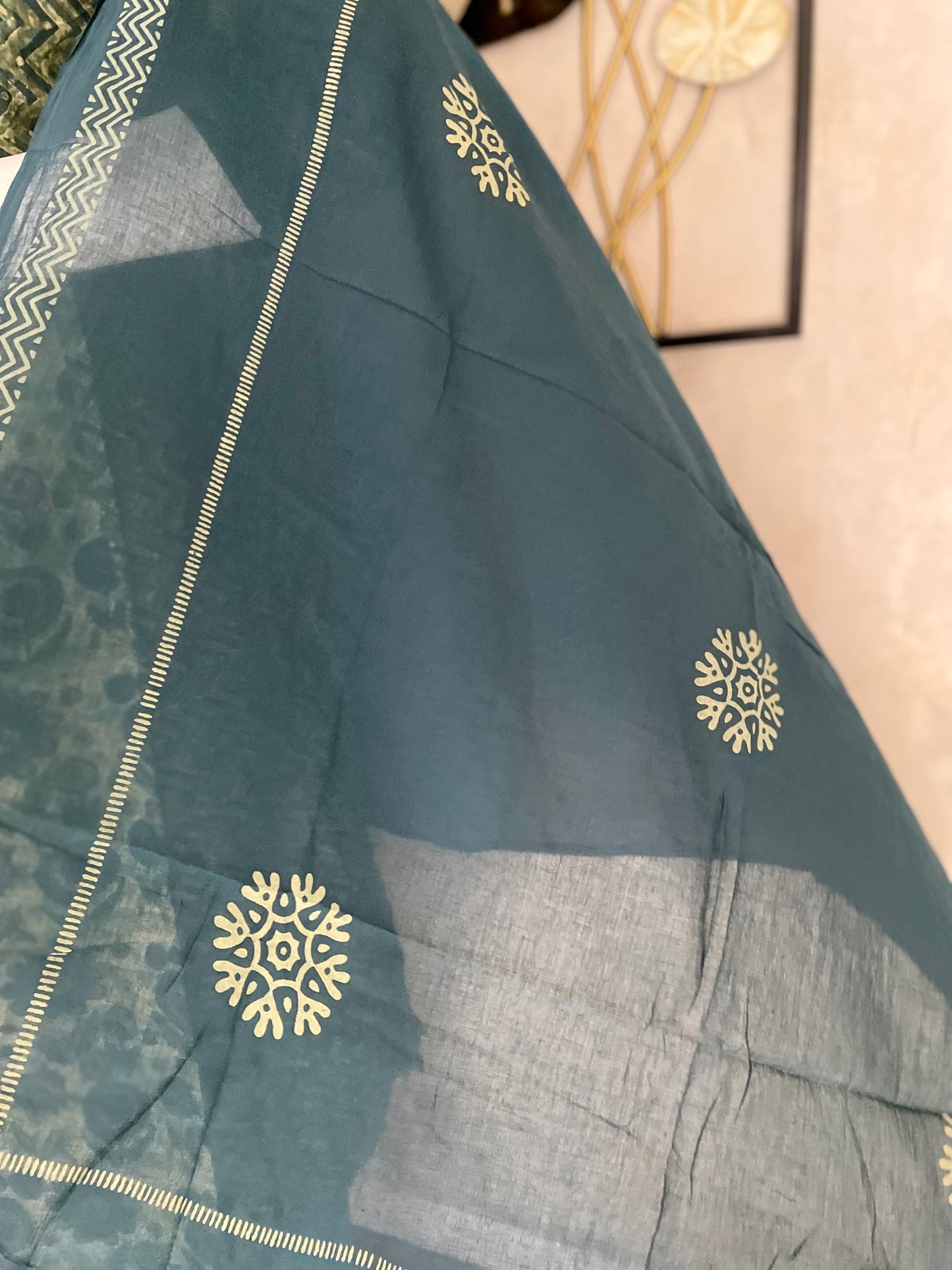 Green Ajrakh Handloom Cotton Kurta Set for Women