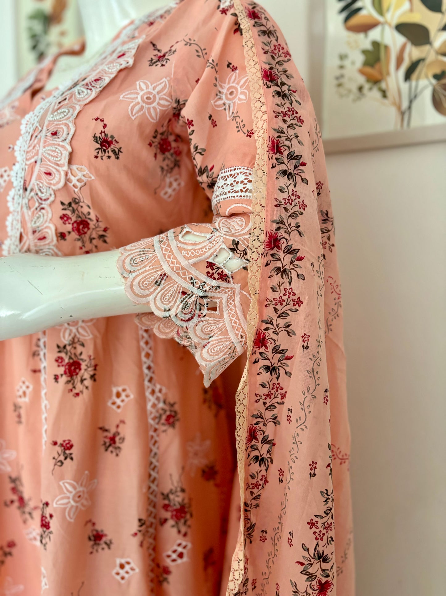 Peach Perfection: The Floral Anarkali Set