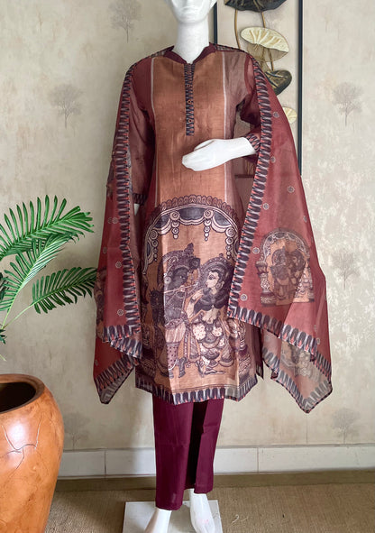 Linen Kurta Set with Tanchoi Print Kurta Set