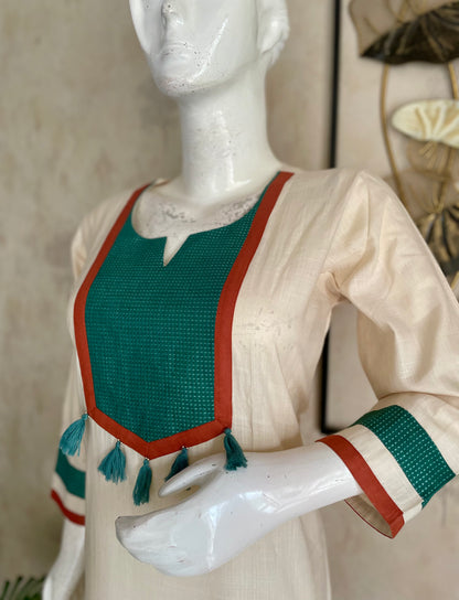 Off-White Bhagalpuri Cotton Kurta Set
