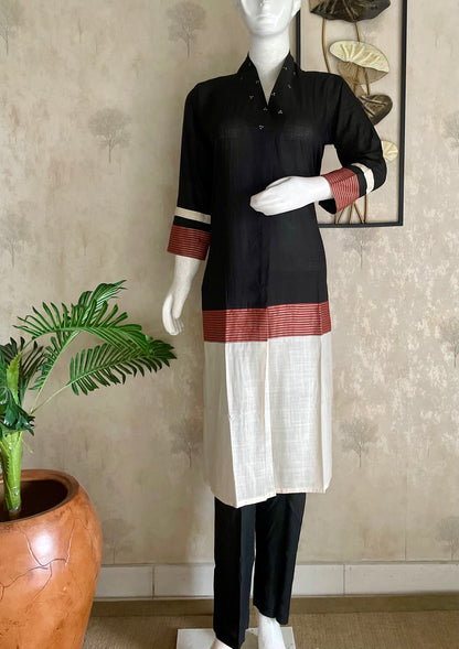 Geometric Print A-Line Cotton Kurta Set for Office Wear