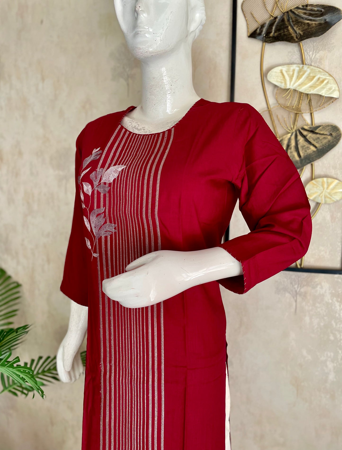 Mehroon Grace Cotton Kurta