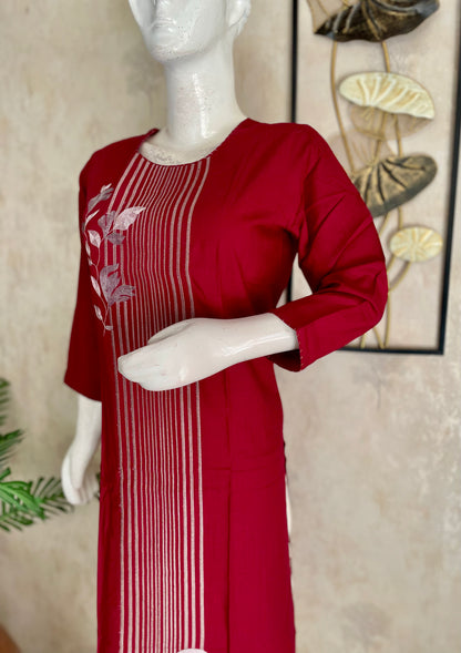 Mehroon Grace Cotton Kurta
