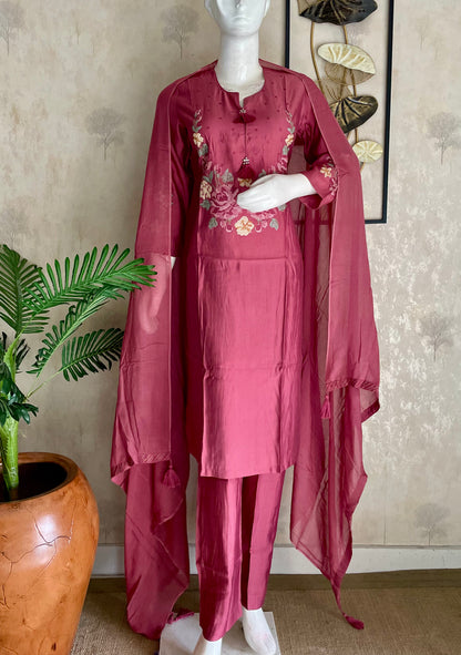 Blush & Thread – Onion Pink Silk Kurta Set