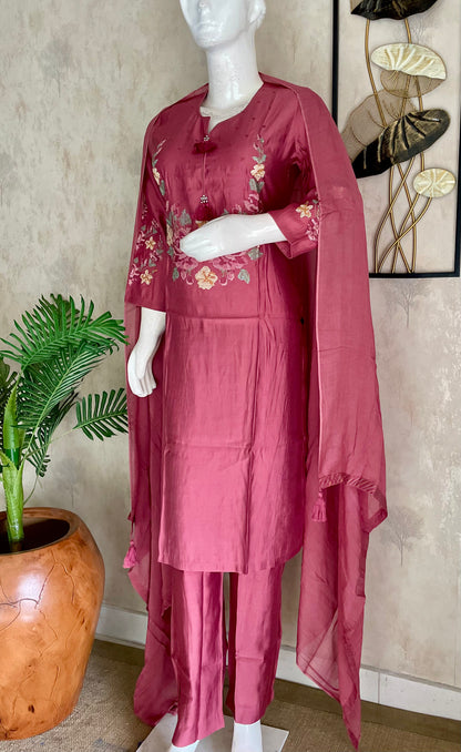 Blush & Thread – Onion Pink Silk Kurta Set