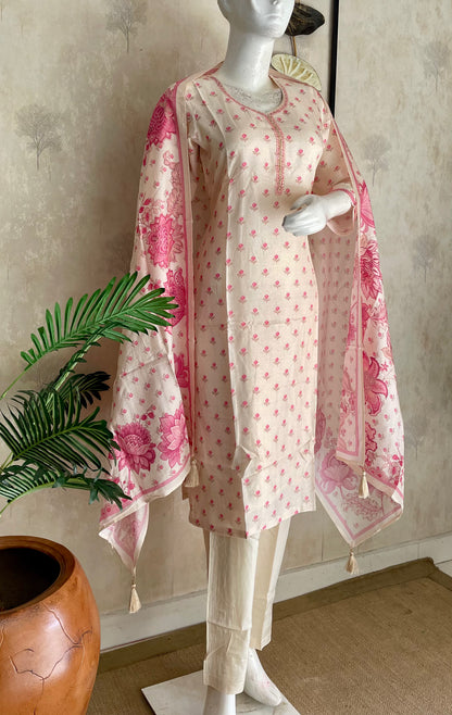 Ivory Bloom – Off-White Silk Kurta Set