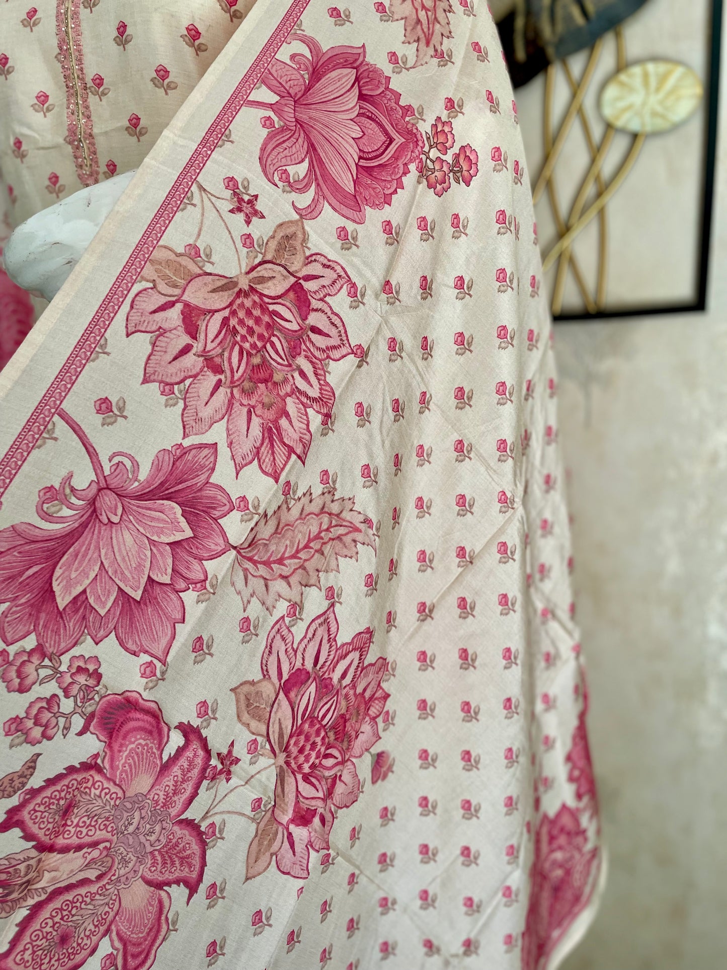 Ivory Bloom – Off-White Silk Kurta Set