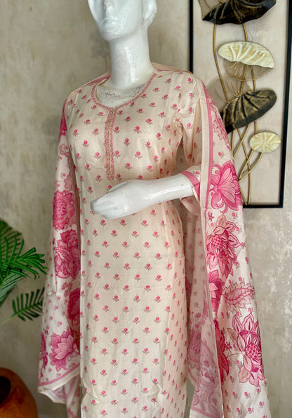 Ivory Bloom – Off-White Silk Kurta Set