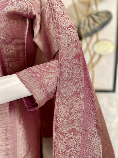 Wine Grace – Woven Kurta Set