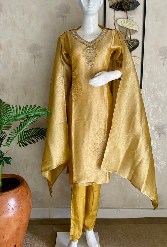 Golden Glow – Golden Yellow Woven Kurta Set