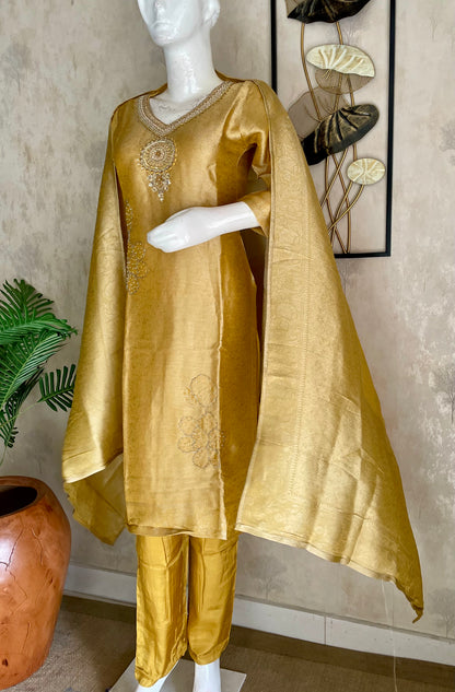 Golden Glow – Golden Yellow Woven Kurta Set