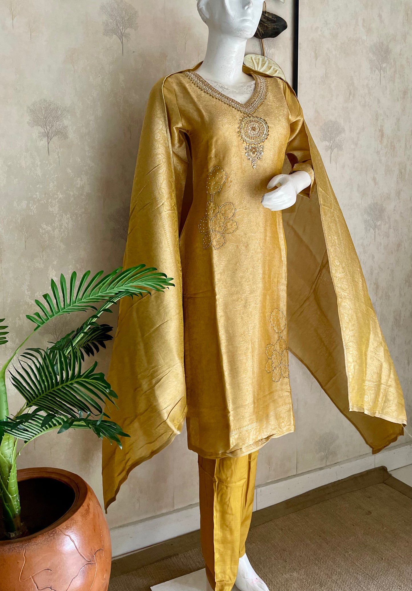 Golden Glow – Golden Yellow Woven Kurta Set