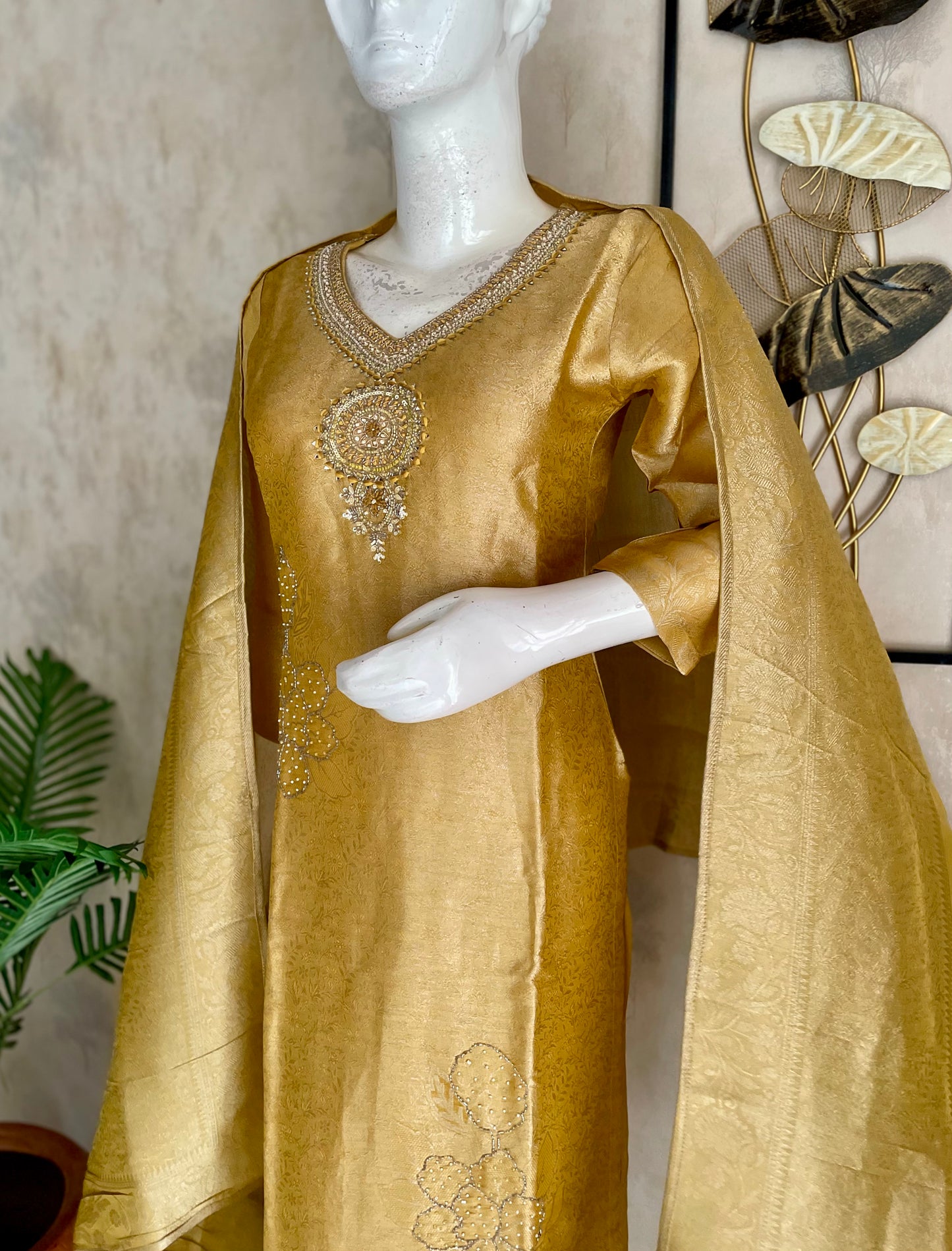 Golden Glow – Golden Yellow Woven Kurta Set