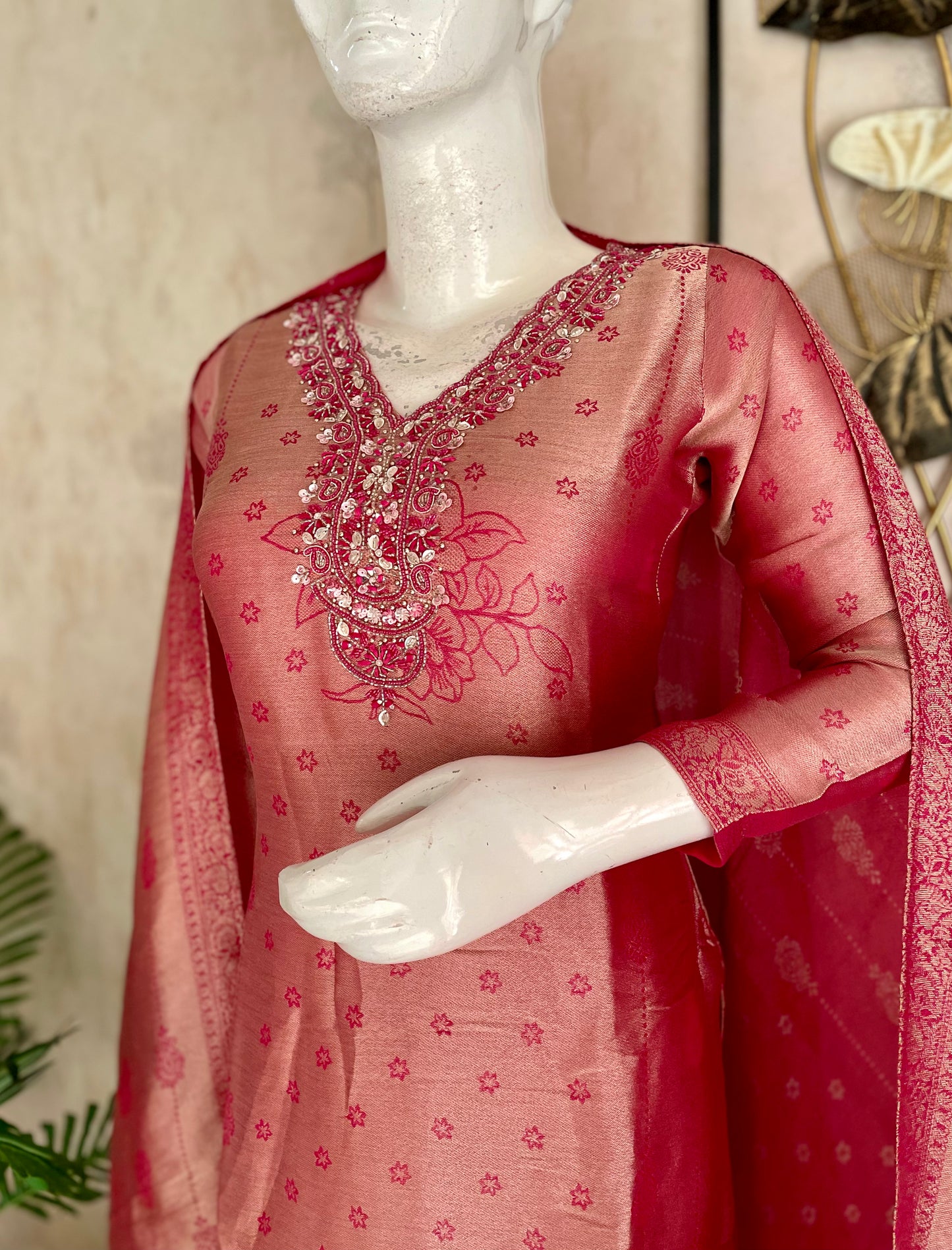 Pink Radiance – Hot Pink Woven Kurta Set