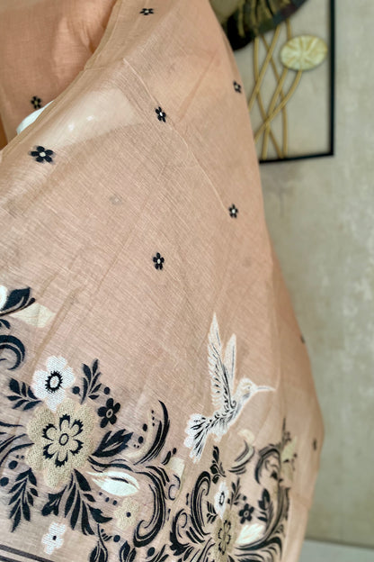 Peach Jamdani Kurta Set