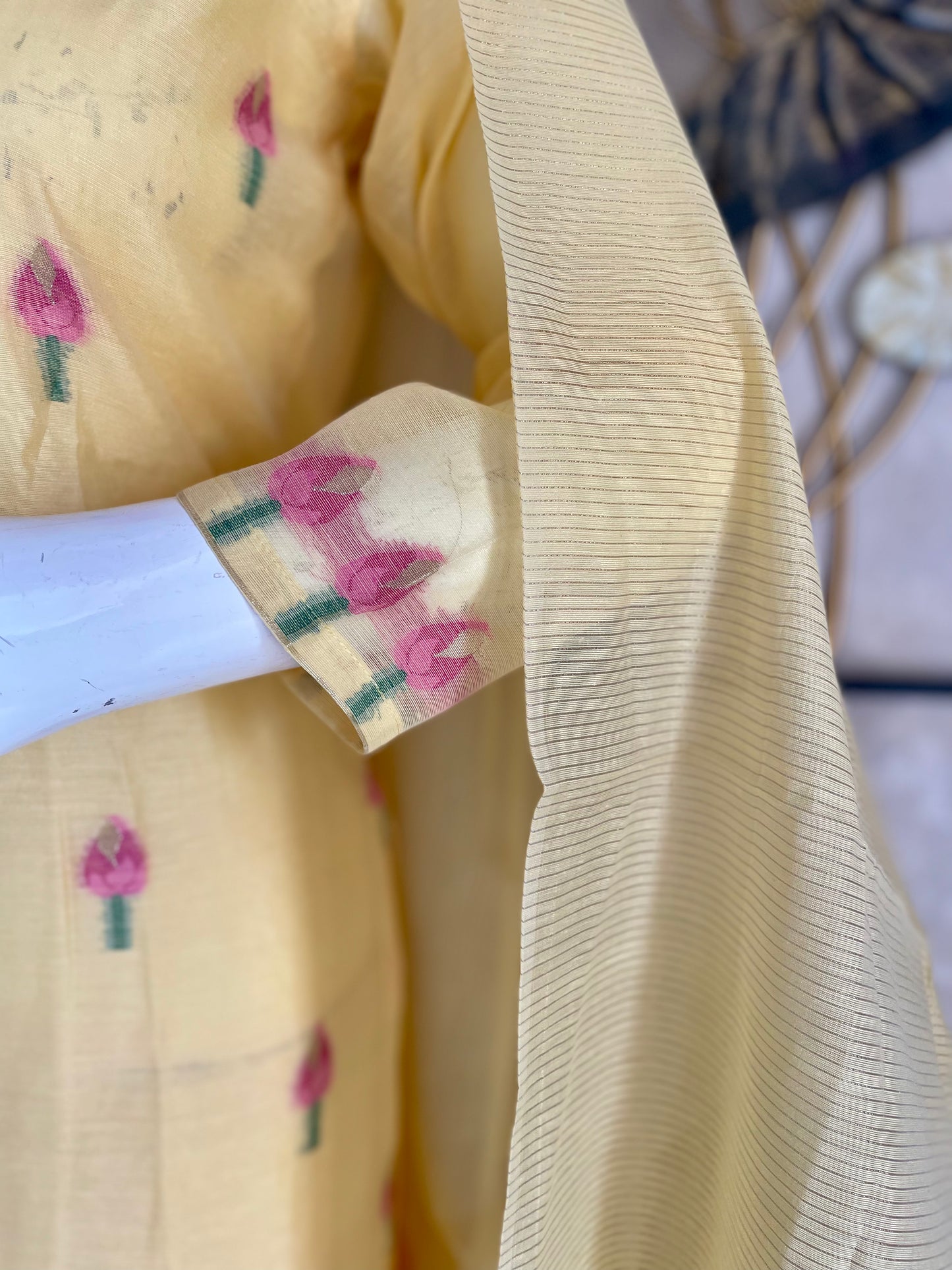 Yellow Moonga Cotton Kurta Set