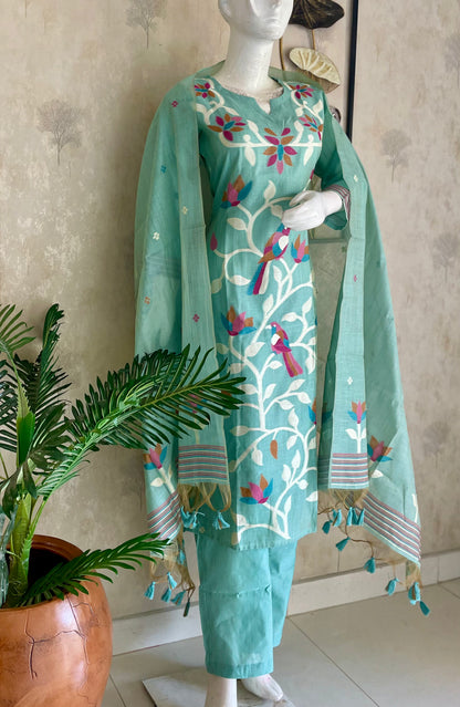 Moonga Cotton Paithani Jamdani Kurta Set