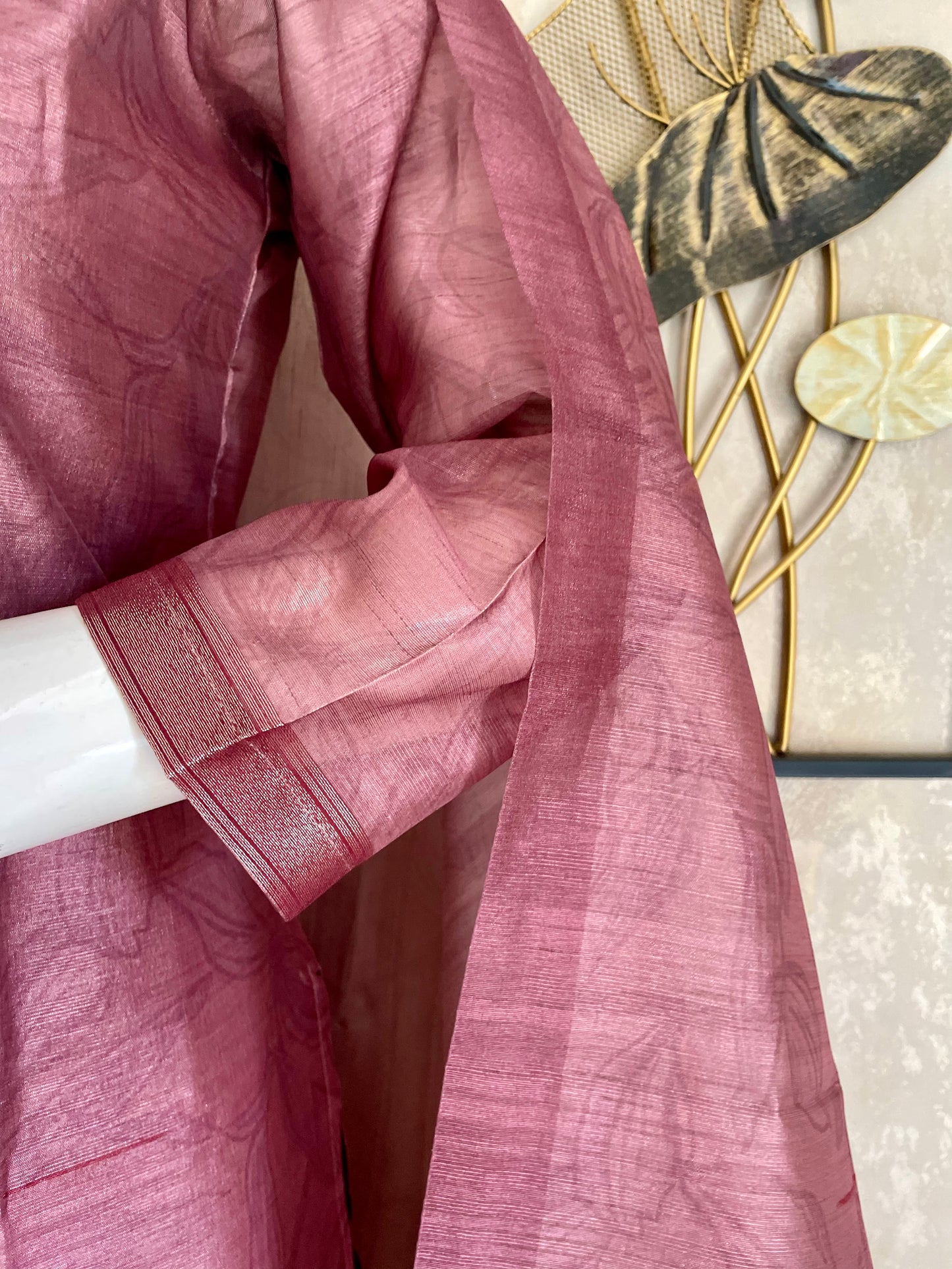 Pinkish Wine Tussar Silk Kurta Set with Tussar Silk Dupatta