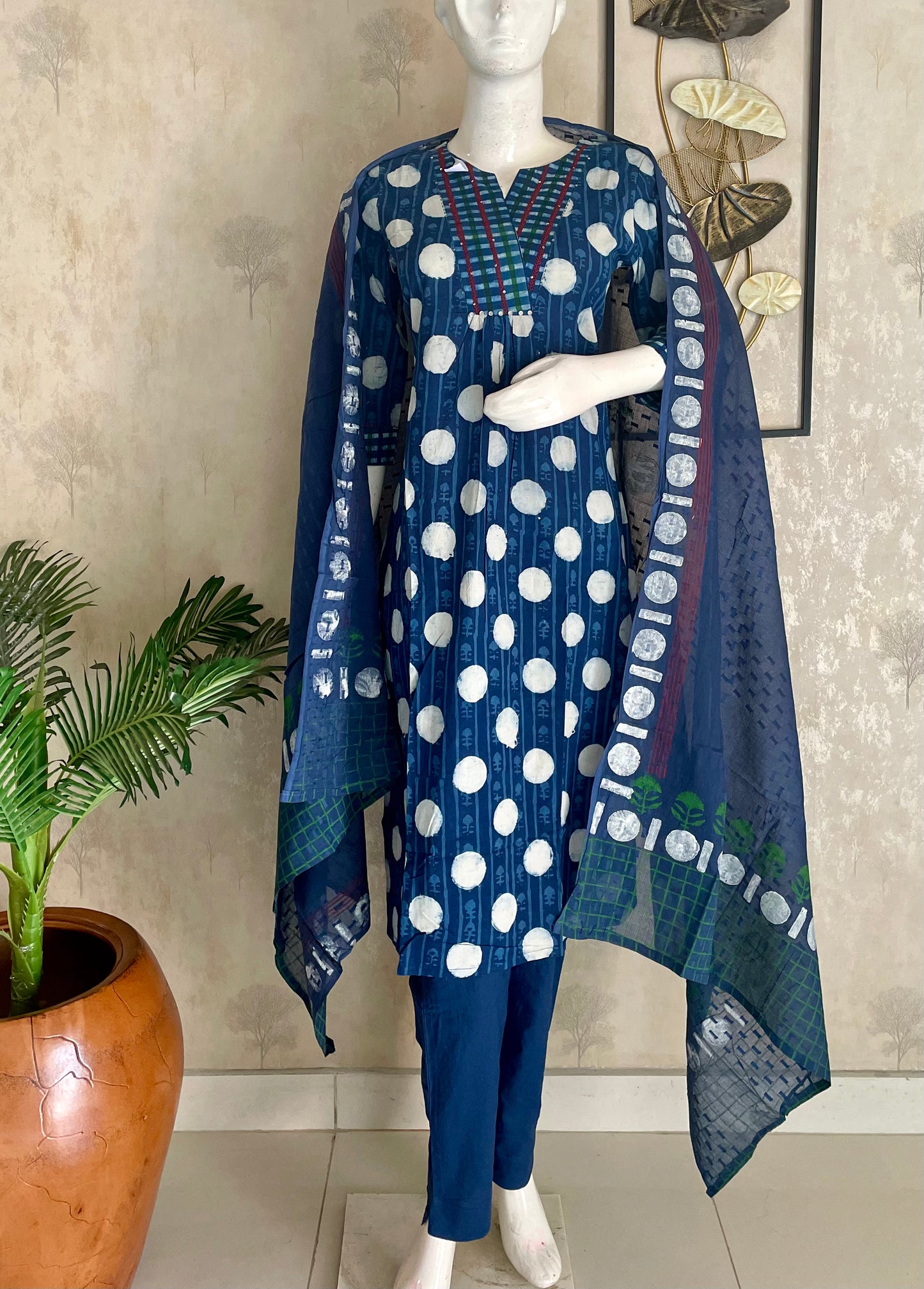 Indigo Polka – Pure Cotton Kurta Set