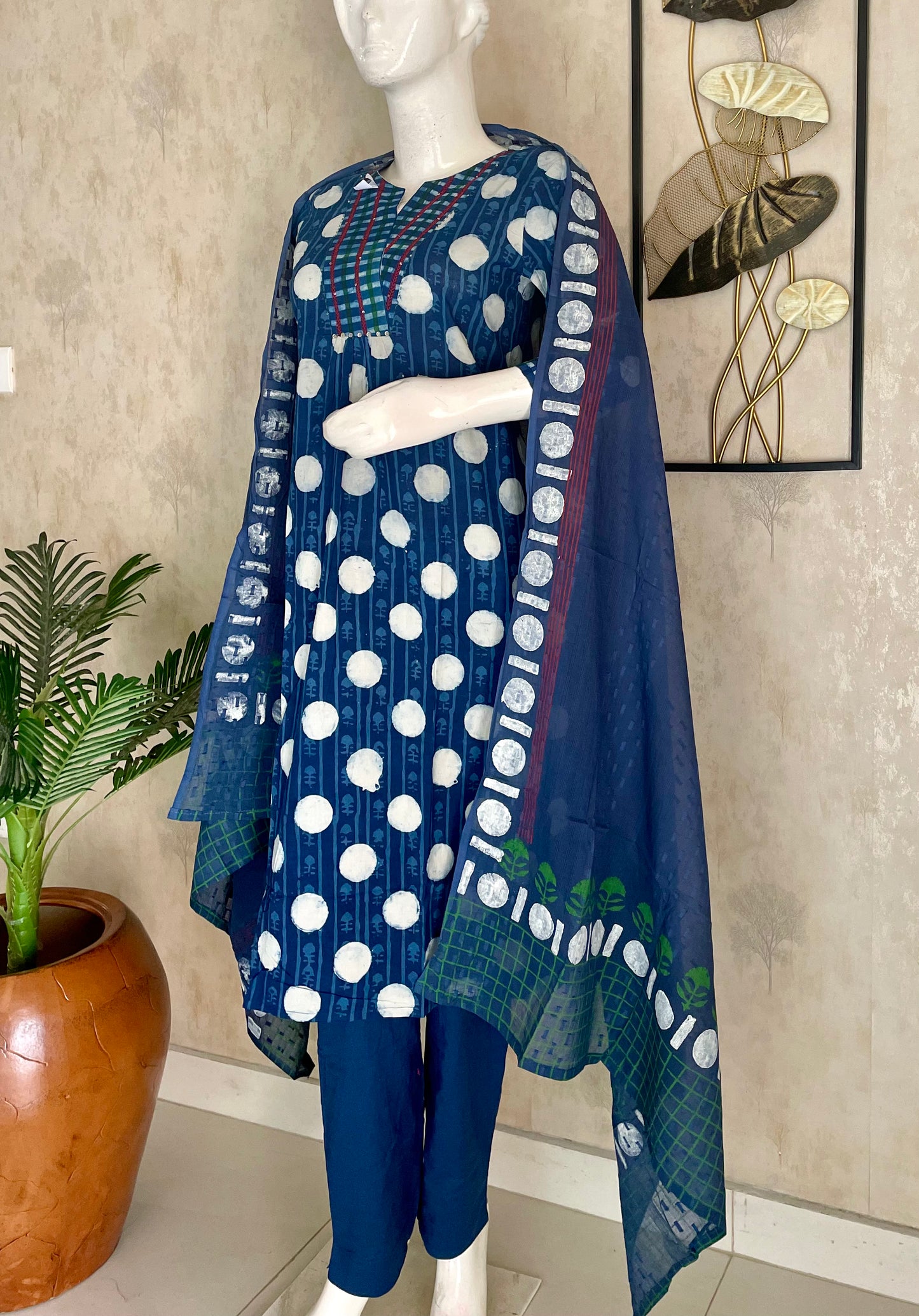 Indigo Polka – Pure Cotton Kurta Set
