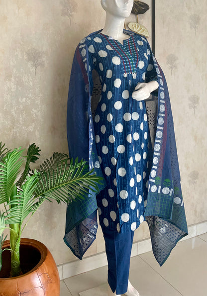 Indigo Polka – Pure Cotton Kurta Set